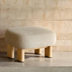 New Kave Home Hocker Cabana Chenille, kleur Beige