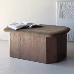 Discount Nohr Hocker Laquette Linnenlook en mokka Bruin