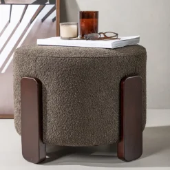 Clearance Nohr Hocker Zully Bouclé, kleur Donkergrijs