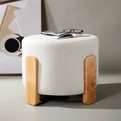 Hot Nohr Hocker Zully Linnen, kleur Wit