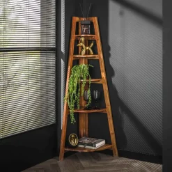 Clearance LifestyleFurn Hoek Wandrek Stevyn Mangohout, 148 x 64cm Massief acacia zandkleur