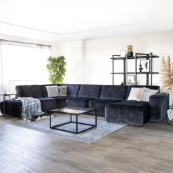 Outlet SEVN Hoekbank Amarillo Velvet, kleur Adore Antraciet