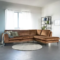 New SEVN Hoekbank Kirsten Velvet, kleur camel