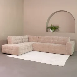 Discount LABEL51 Hoekbank Lorenzo Links, 294cm, Elite stof, kleur Clay