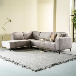 Outlet SEVN Hoekbank Michelle Velvet, kleur Lever