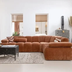 WOOOD Hoekbank Mojo Geweven Rib, 310cm, kleur Roestbruin