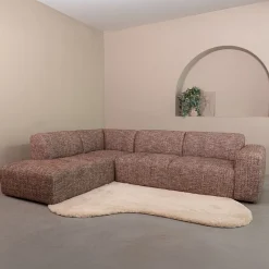 Discount LABEL51 Hoekbank Verona 291cm, Links, Chenille, kleur Cherry Chocolate