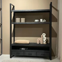 Best Livingfurn Hoog TV-meubel Norris Mangohout en staal, 150 cm