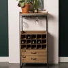 Discount ZILT Industrieel Wijnkastje Joba Dennenhout, 112 x 56cm