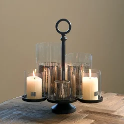 Rivièra Maison Kaarshouder Lisbon Voor 6 kaarsen, kleur Mat Zwart Silver