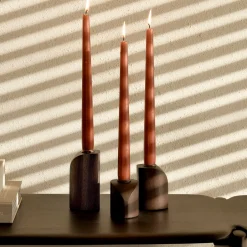 Sale Ethnicraft Kaarshouder PI Mahoniehout, Set van 3 stuks, kleur Donkerbruin