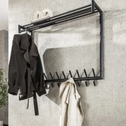 Hot LifestyleFurn Kapstok Carmelo Met 20 haken en plank Donkergrijs Mat