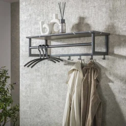 Sale LifestyleFurn Kapstok Craige Keramiek look, Met 6 haken 3D zwart bruin