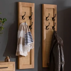 Hot Artistiq Living Kapstok Denice Mangohout en rotan, Met 8 haakjes