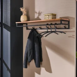 Online LifestyleFurn Kapstok Kelsie 100cm met 6 haken, acaciahout Massief acacia naturel