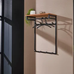 LifestyleFurn Kapstok Kelsie met 8 haken en roede, acaciahout Massief acacia naturel