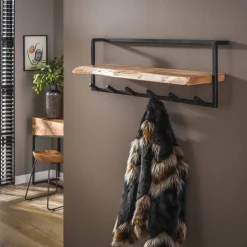 Online LifestyleFurn Kapstok Mitchell Massief acaciahout, met 6 haken Massief acacia naturel