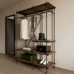 Sale Ethnicraft Kledingrek Oscar Gevernist Teakhout, 197 x 140cm Bruin