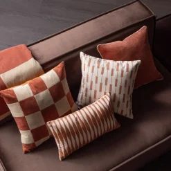 Hot WOOOD Kussen Zena Set van 4 stuks, kleur Roze/Roestbruin