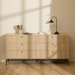 Hot Bendt Ladekast Davon Eikenlook 158cm, Met 6 laden Naturel