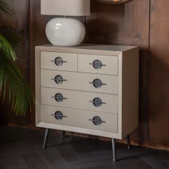 New Dutchbone Ladekast Edson Rubberhout, Met 5 laden