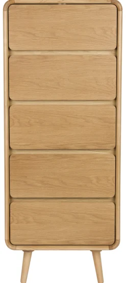 Outlet Zuiver Ladekast Rise Essen en rubberhout, Met 5 laden