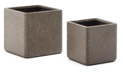 Hot Kave Home Lage Plantenpot Minoa Polystone, Set van 2 stuks