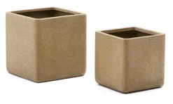 Hot Kave Home Lage Plantenpot Minoa Polystone, Set van 2 stuks