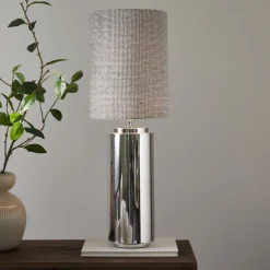 Clearance Rivièra Maison Lampenkap Baker Linnen, 40cm hoog Zwart / wit