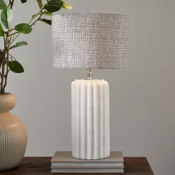 Hot Rivièra Maison Lampenkap Baker Linnen, 20cm hoog Zwart / wit