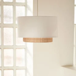 Online Kave Home Lampenkap Erna Bamboe en stof Wit