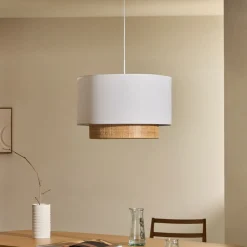 Online Kave Home Lampenkap Erna Bamboe en stof Wit