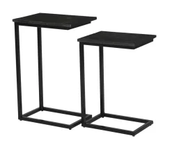 New Livingfurn Laptoptafel Norris Mangohout en staal, Set van 2 stuks