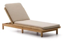 Outlet Kave Home Ligbed Galea Teakhout en rattan