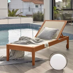 Kave Home Ligstoel Caterin, 195cm, kleur Naturel Natural