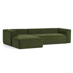 Outlet Kave Home Loungebank Blok Rib, 300cm Donkergroen