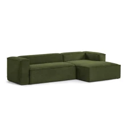 Outlet Kave Home Loungebank Blok Rib, 300cm Donkergroen