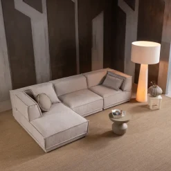 Hot WOOOD Loungebank Manu 286cm, Chenille, kleur Naturel