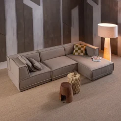 Hot WOOOD Loungebank Manu 286cm, Chenille, kleur Naturel