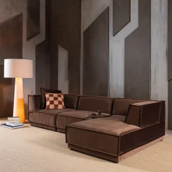 Best WOOOD Loungebank Manu 286cm, Velvet, kleur Bruin