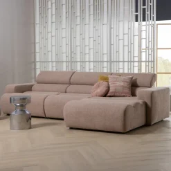 Outlet WOOOD Loungebank Novi Geweven melange stof, kleur Taupe