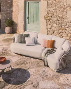 Discount Kave Home Loungebank Osani Met 2-zits en ronde module, kleur Beige/Taupe