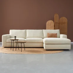 Hot PEPP Interiors Loungebank Uno 304cm, Rib, kleur Crème Cru00e8me