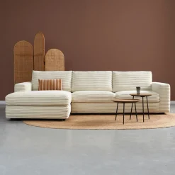 Hot PEPP Interiors Loungebank Uno 304cm, Rib, kleur Crème Cru00e8me