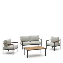 Sale Kave Home Loungeset Aiguafreda 2-zits bank, 2 fauteuils en salontafel