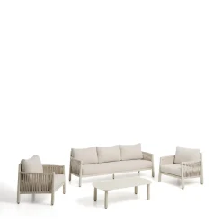 Sale Kave Home Loungeset Aleria Met 3-zits bank, 2 fauteuils en lage tafel