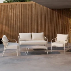 Nohr Loungeset Aleyna Met bank, 2 loungestoelen en tafel, kleur Beige
