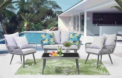 Best Artistiq Living Loungeset Camile 2 stoelen + bank + tafel, Polyrotan