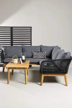 Outlet Nohr Loungeset Chandni Acaciahout, Met hoekbank en tafel, kleur Zwart