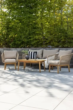 New Nohr Loungeset Chandni Acaciahout, Met bank, tafel en 2 stoelen, kleur Latte Bruin